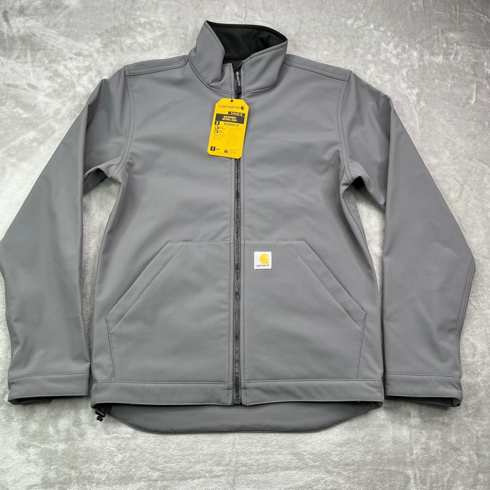Carhartt‎ Rain Defender Softshell Jacket Mens S Gray Solid Rugged Flex Relaxed